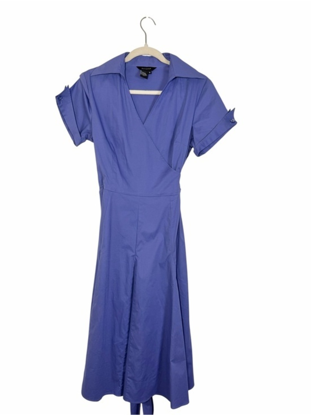 Sandro Paris Periwinkle Purple Wrap Midi Dress Cotton Size 10